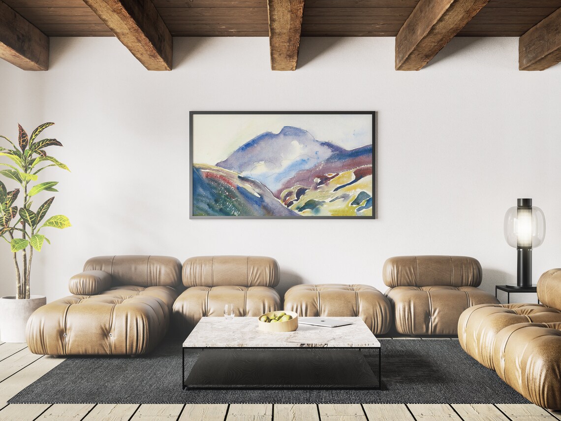 High Mountain Landscape, Watercolor Art - Image 4