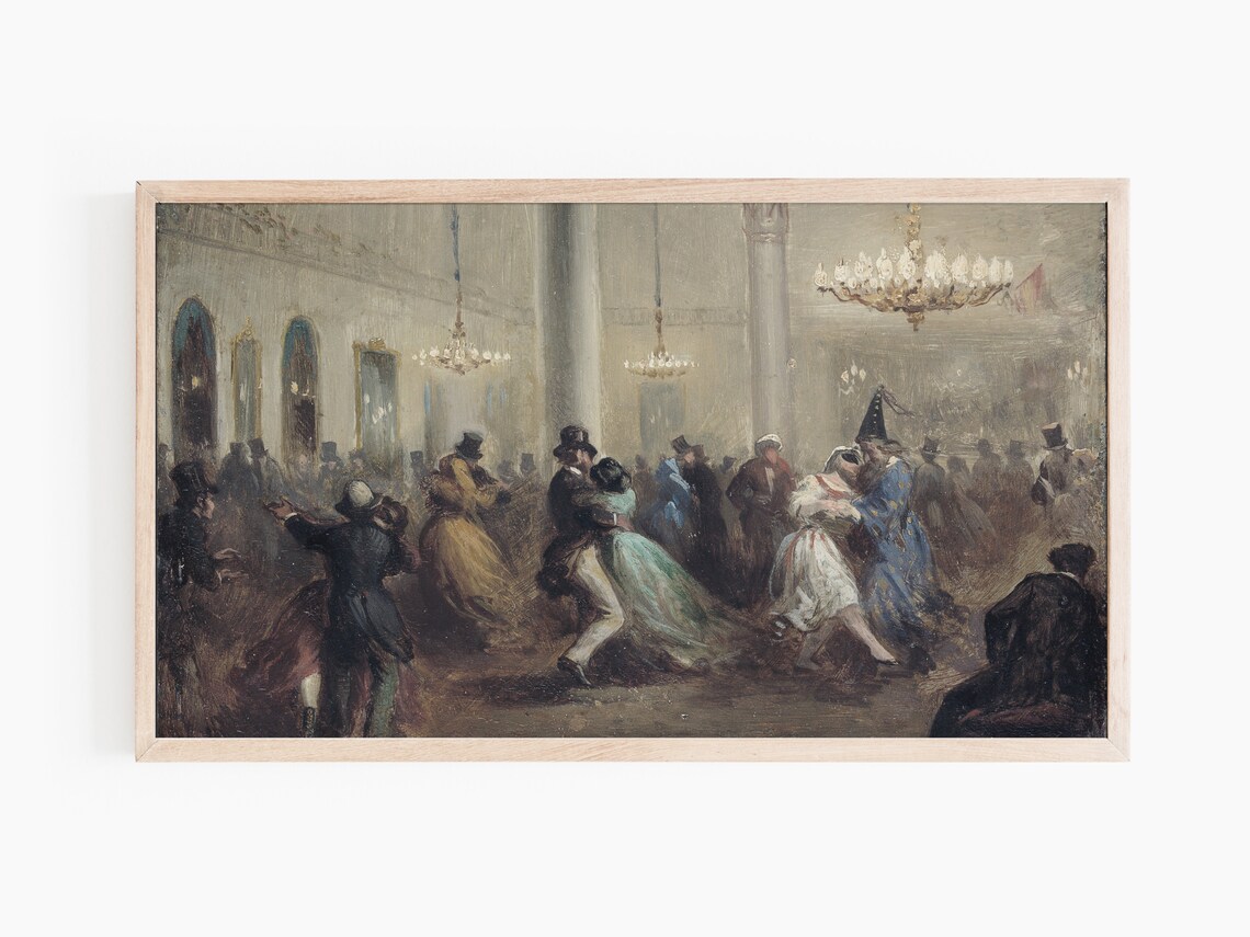 Vintage Masquerade Ball Painting, Art Print - Image 2