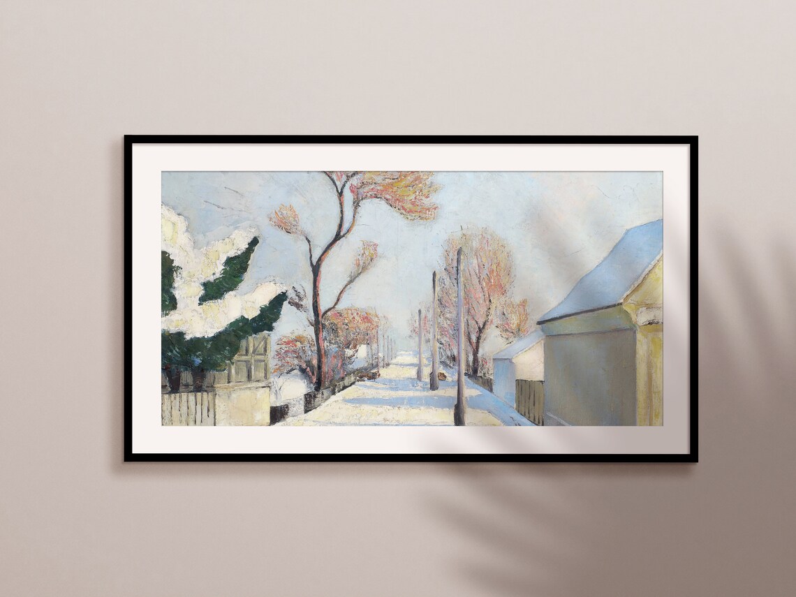 Christmas Winter Oil Landscape Snow In The City Art Print - Image 2