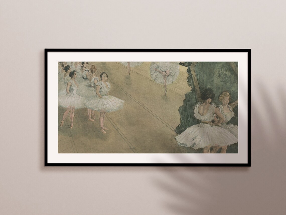 Vintage Ballet Dancers Painting Ballerinas On Stage Wall Art Print - Image 2