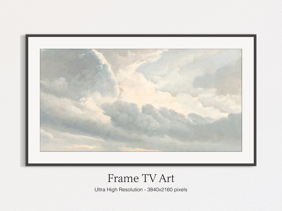 Dramatic Billowing Clouds Over Green Plains Vintage Sky Painting Print - Image 4