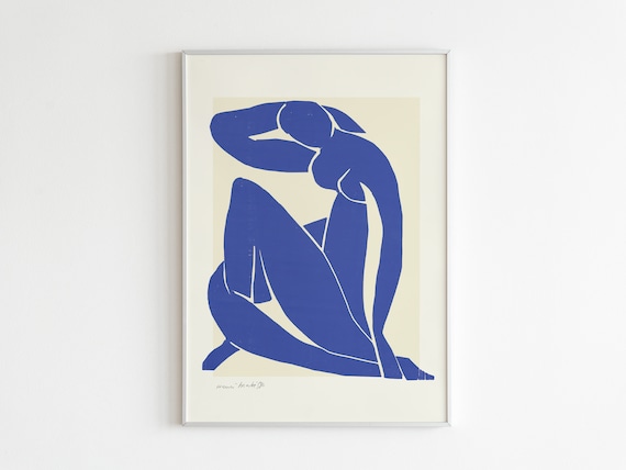 Blue Nude Artwork, Minimalist Modern Art Print