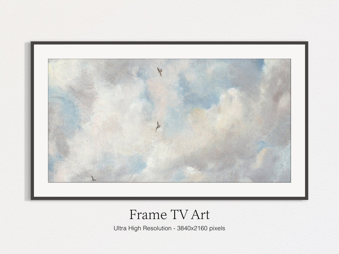 Blue Sky Clouds with Soaring Birds Vintage Cloud Study Art Print - Image 5