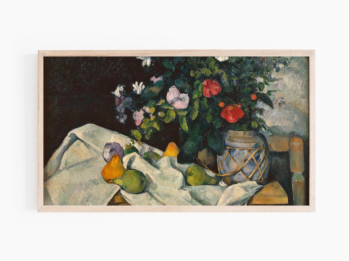 Flowers And Fruit Vintage Still Life Art Print - Image 2