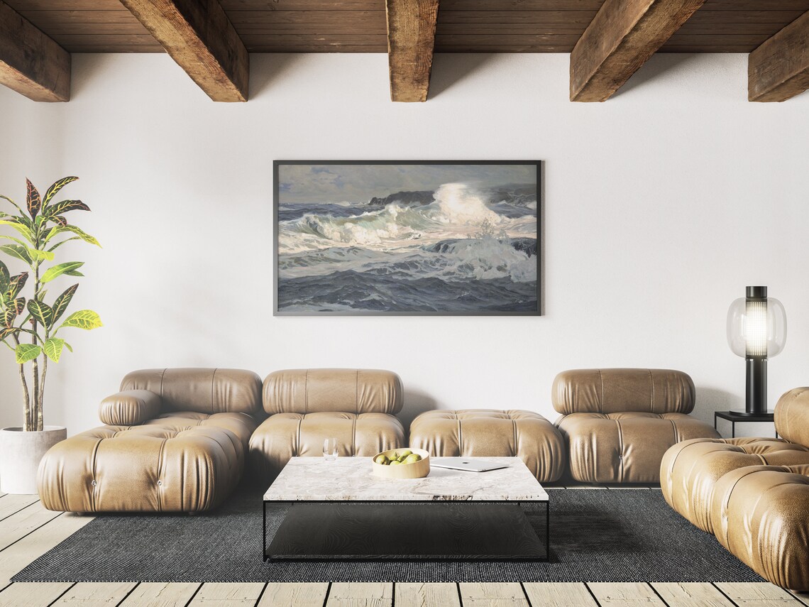 Classic Seascape Painting Art Print, Seashore - Image 3