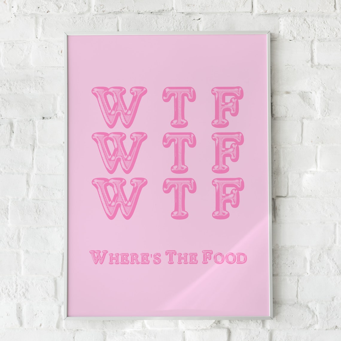 WTF Wheres The Food Funny Pink Kitchen Typography Quote Poster - Image 4