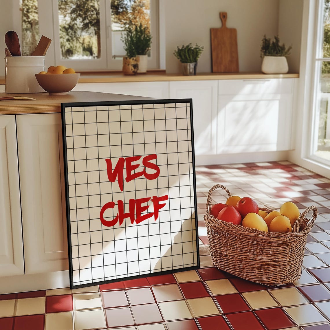 Yes Chef Bold Red Brush Lettering Kitchen Restaurant Wall Art - Image 6