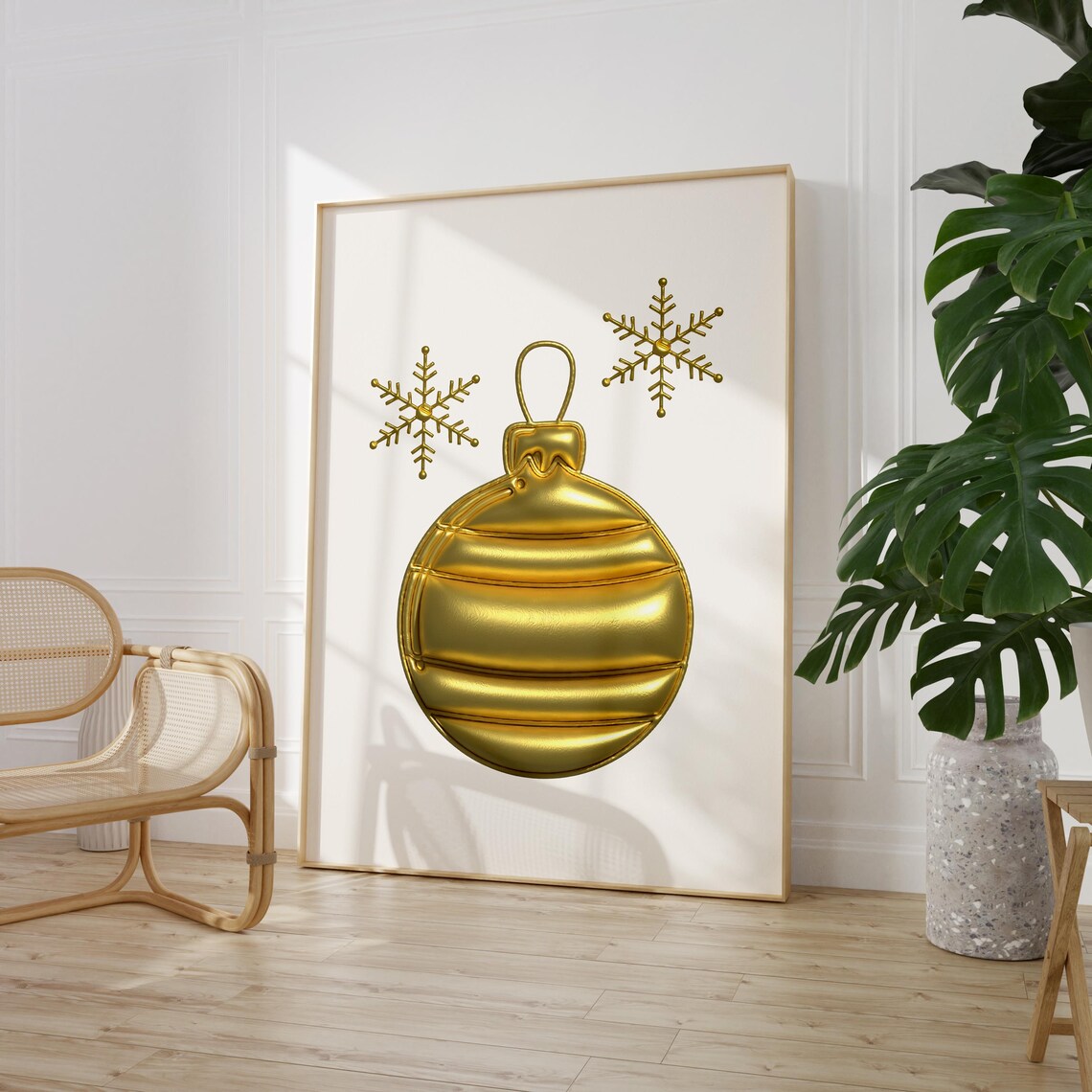 Gold Christmas Bauble Ornament Snowflake Elegant Holiday Art Poster - Image 4