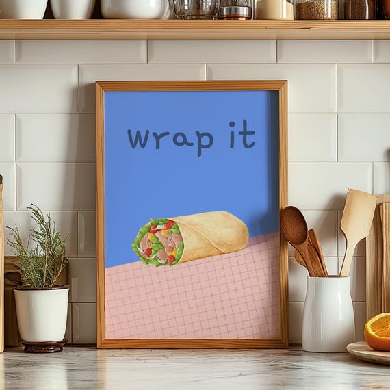 Burrito Kitchen Print Funny Foodie Cafe Decor