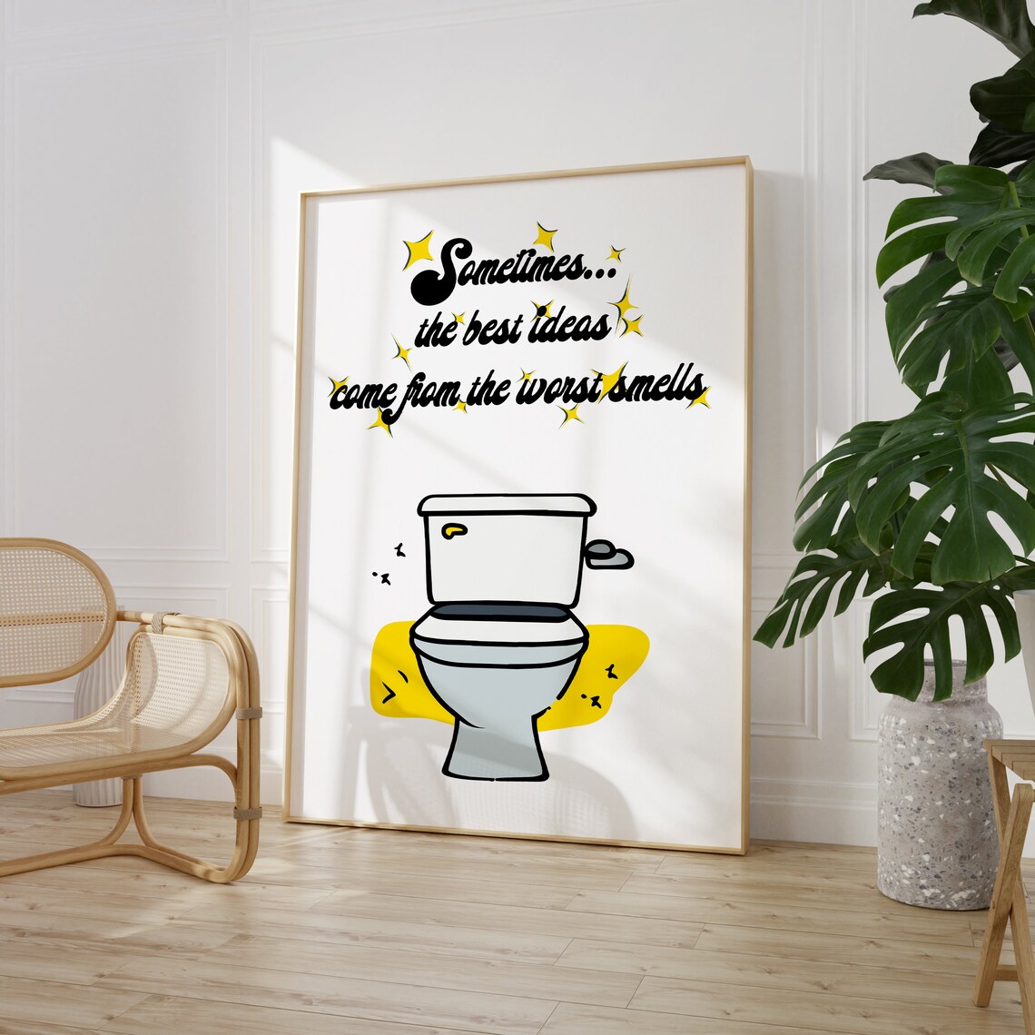 Funny Bathroom Quote Toilet Doodle Retro Humor Restroom Poster