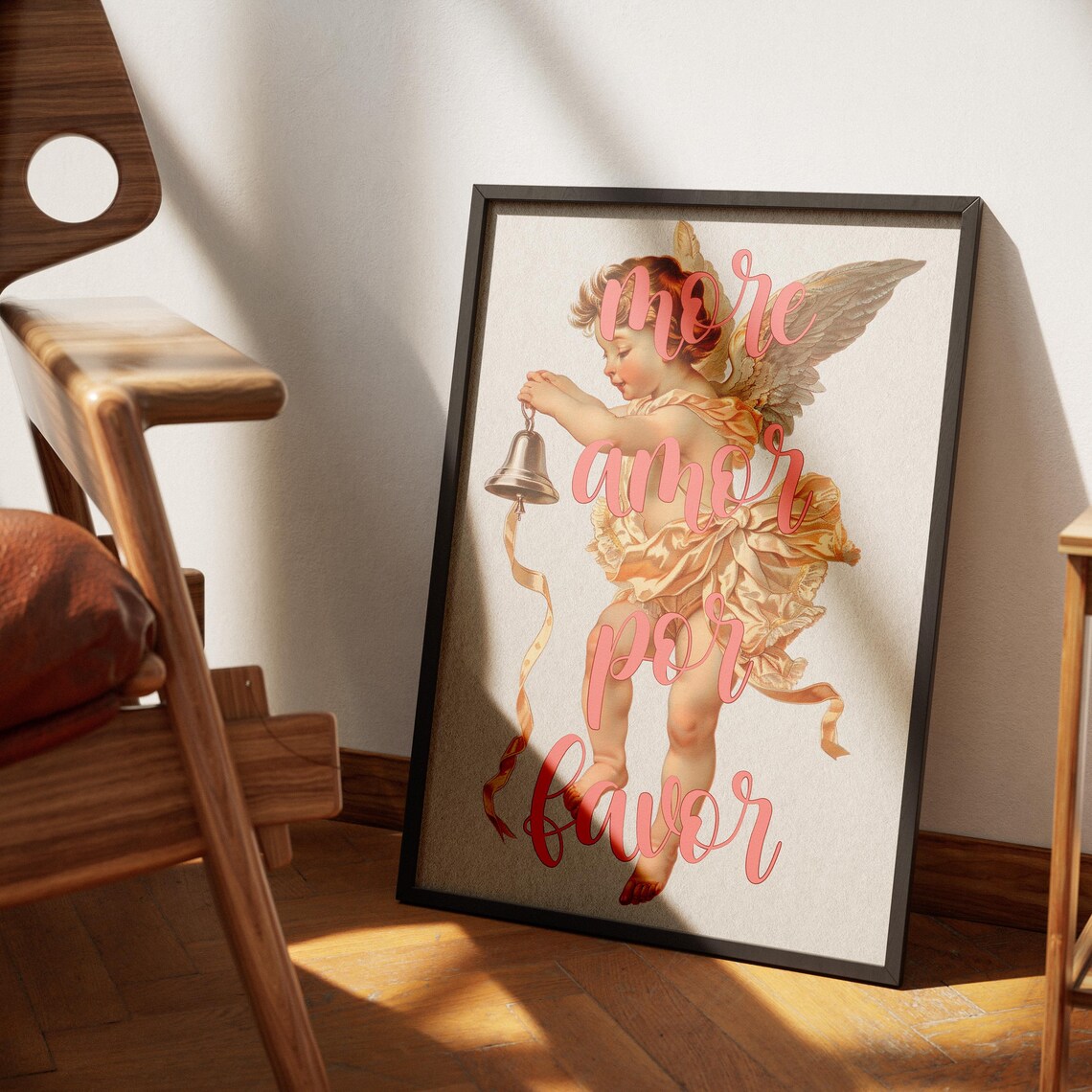 More Amor Por Favor Cupid Cherub Romantic Pink Script Wall Art - Image 3