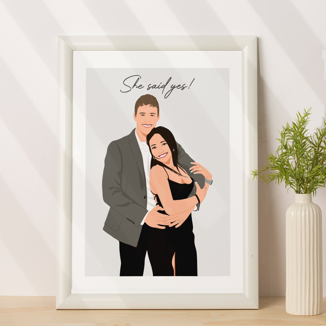She Said Yes Custom Romantic Engagement Couple Portrait Poster