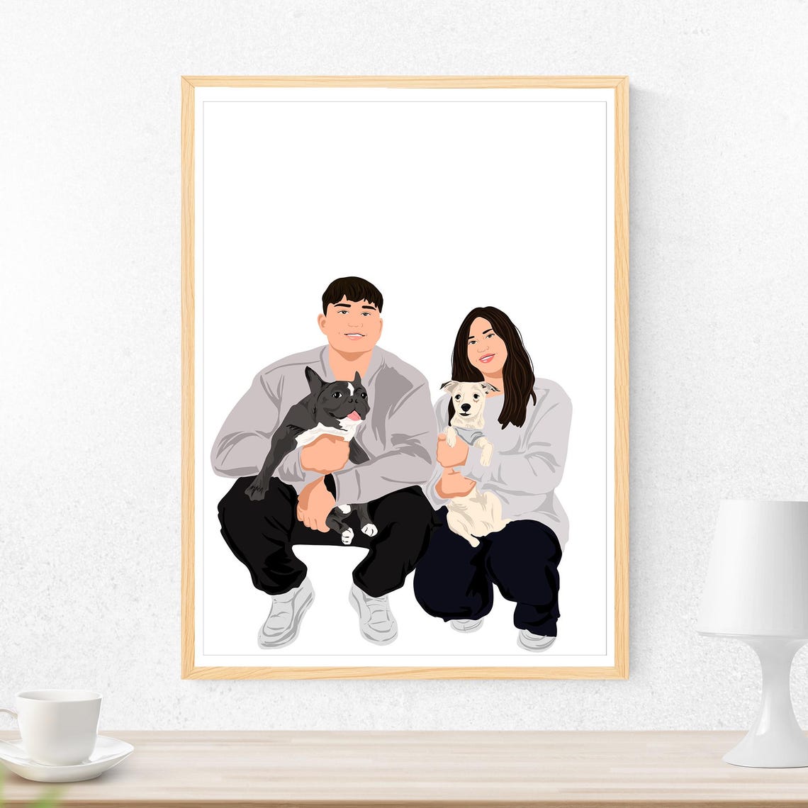 Custom Couple Portrait With Two Dogs Forever And Ever Gift Poster - Image 4