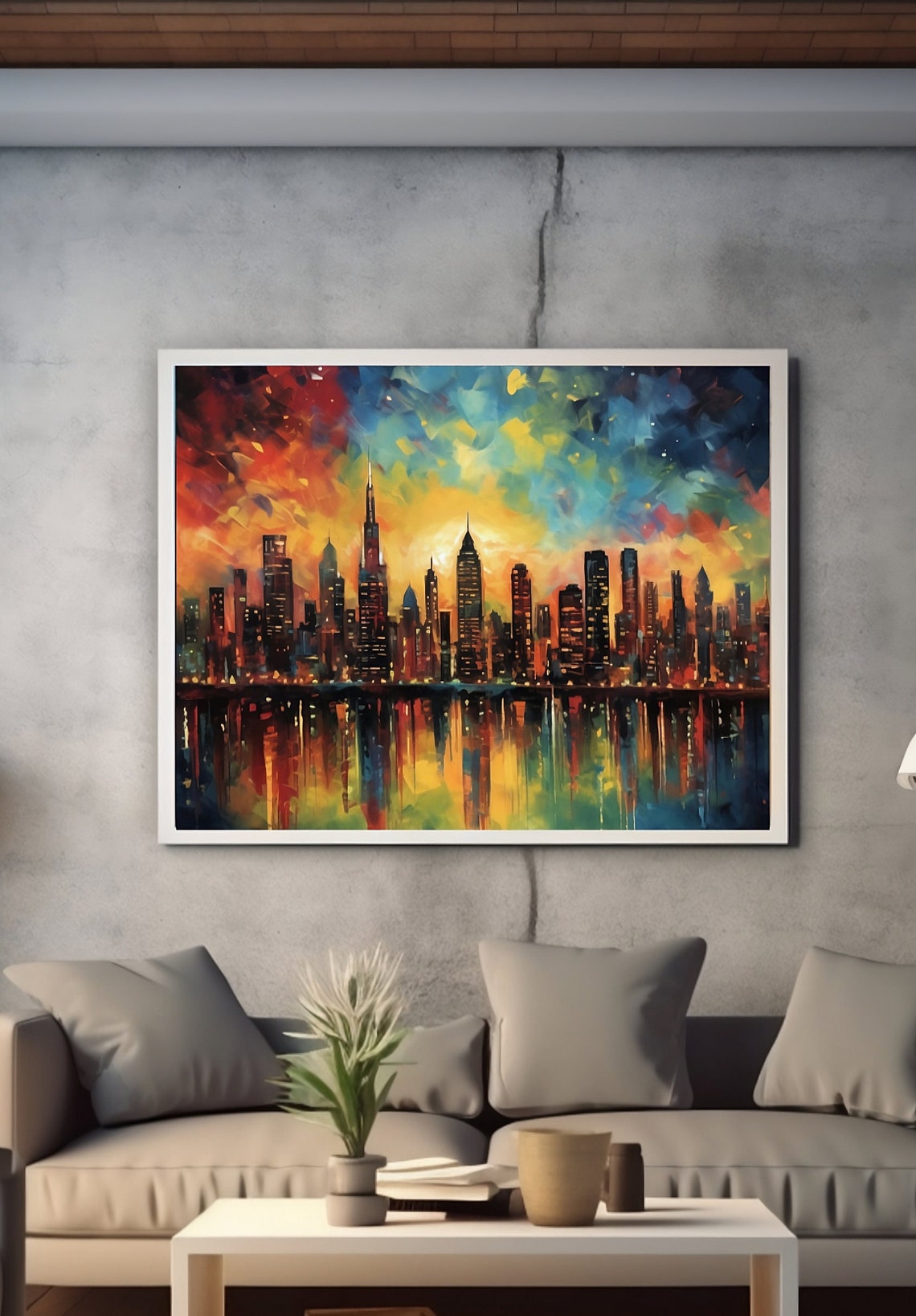 Cityscape Painting Art Print Colourful Skyline Painting New York Skyline Poster Urban Art New York Painting New York Art Christmas Gift - Image 2