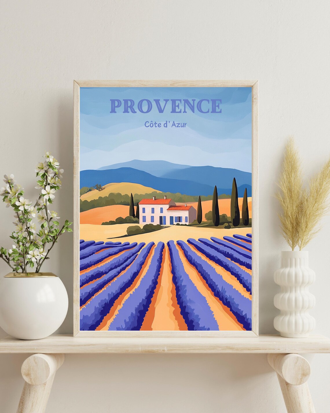 Provence Lavender Field - Vintage Travel Poster