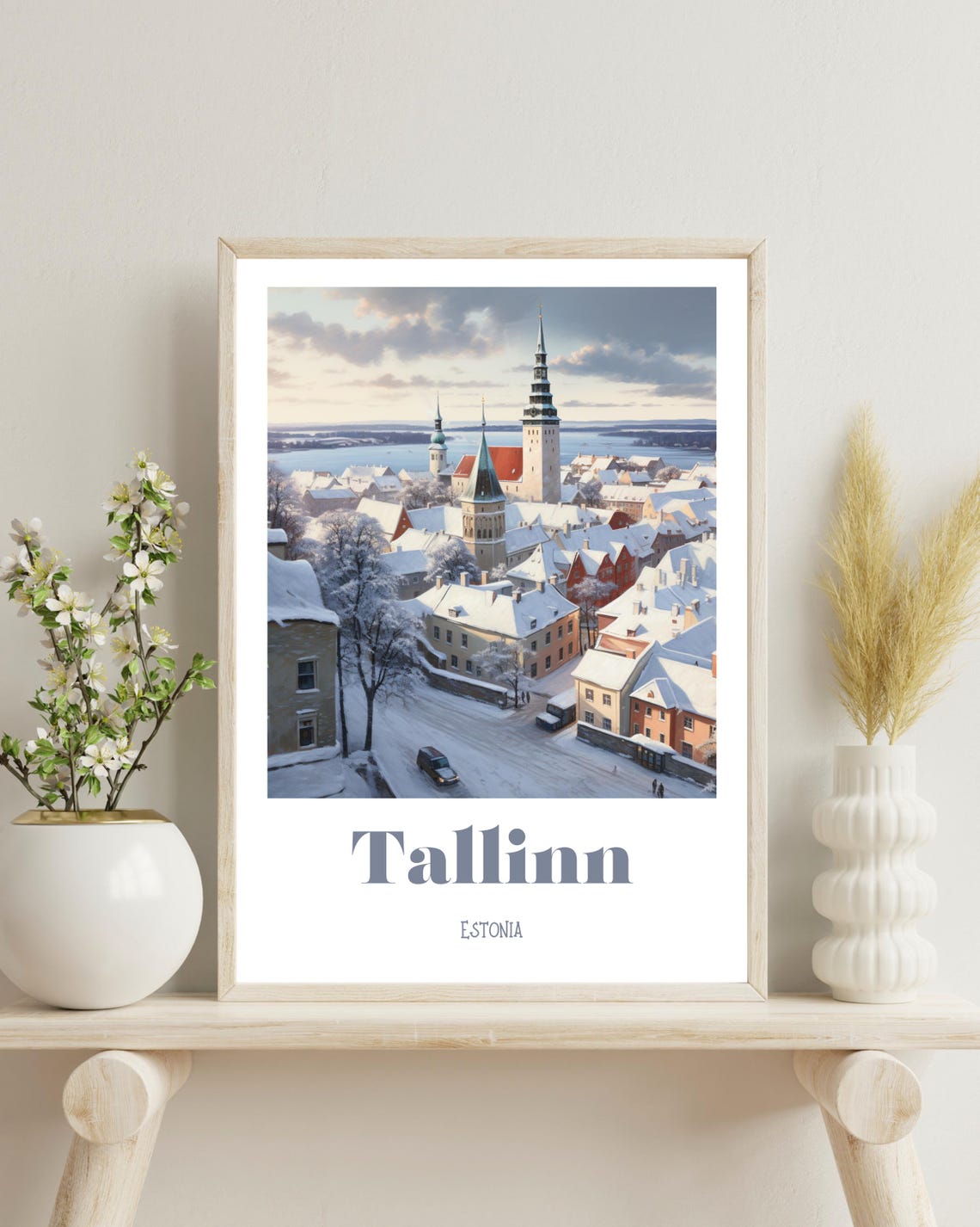 Tallinn Winter Estonia Travel Poster, Christmas Gift