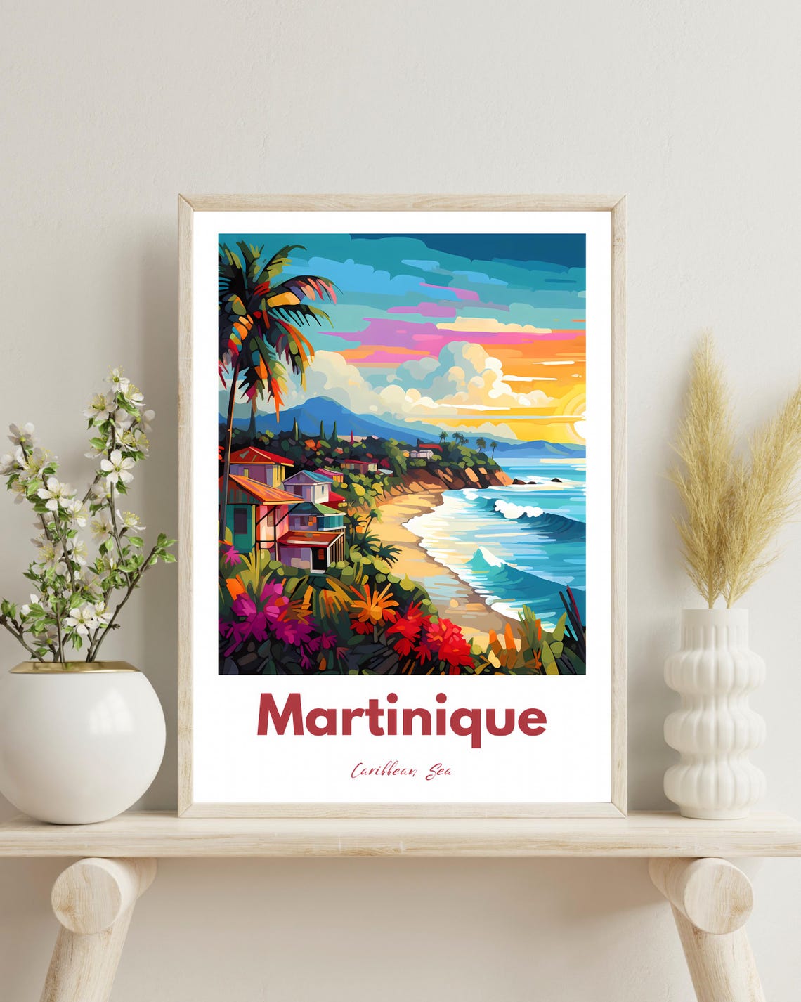 Martinique Travel Poster, Caribbean Home Decor