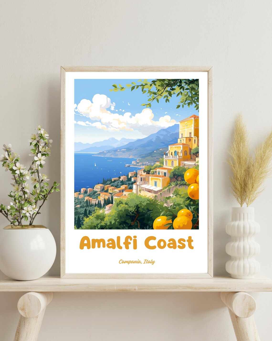 Amalfi Coast Travel Poster, Sorrento Lemon Print
