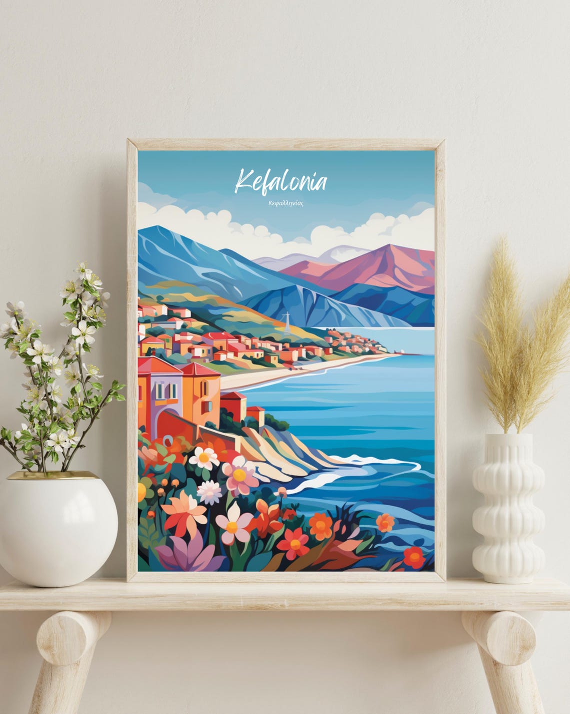 Kefalonia Greece Travel Poster, Greek Islands