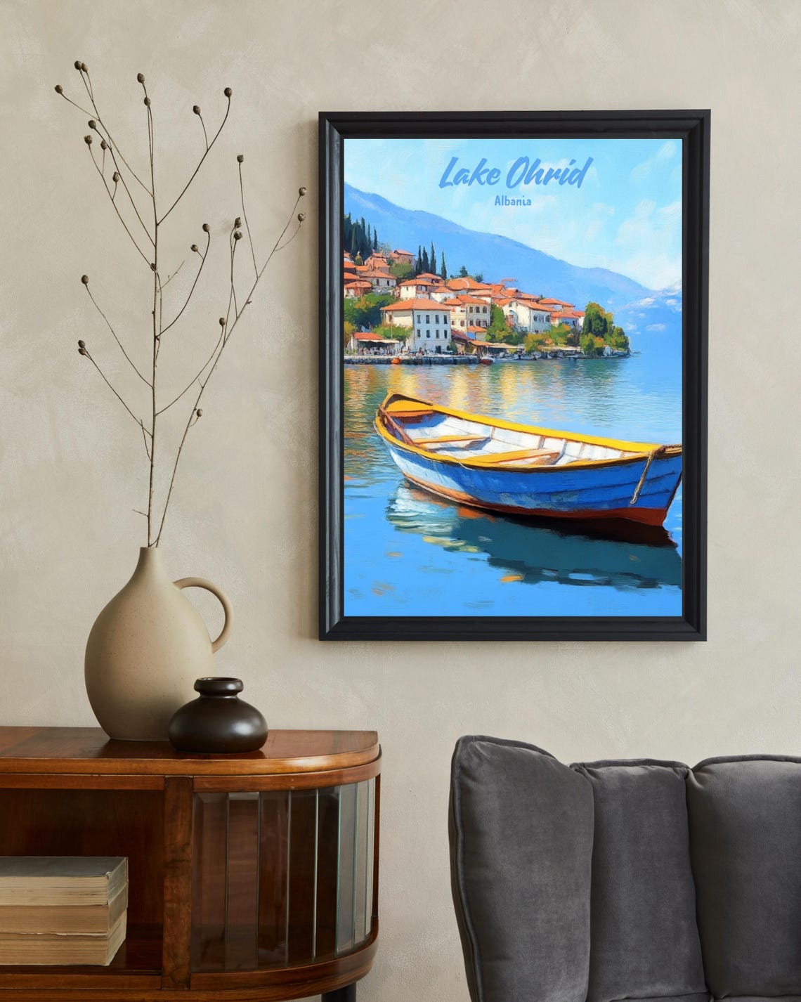 Lake Ohrid Poster Lake Ohrid Wall Art Lake Ohrid Print Ohrid Travel Poster Ohrid Wall Decor Ohrid Art Albania Art Print Lake Art - Image 2