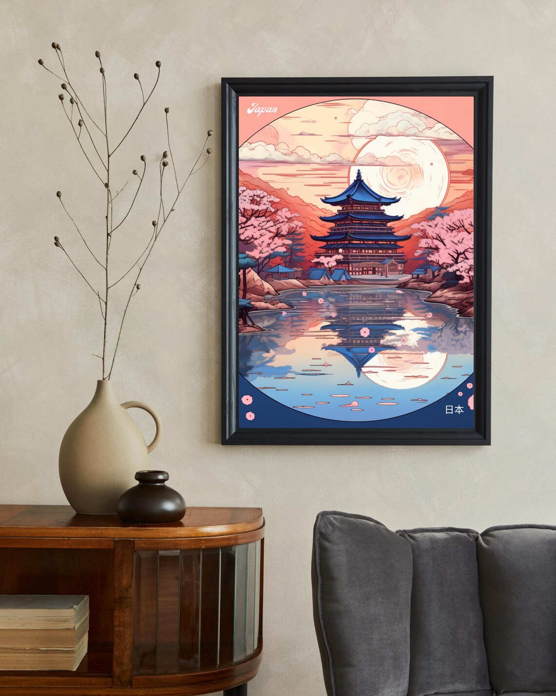 Kyoto Travel Poster, Cherry Trees Spring Scene - Image 2