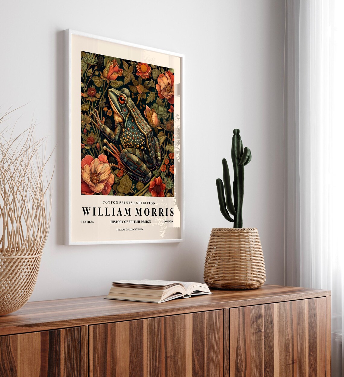 Dark Cottagecore Frog Art Print, William Morris Botanical - Image 3