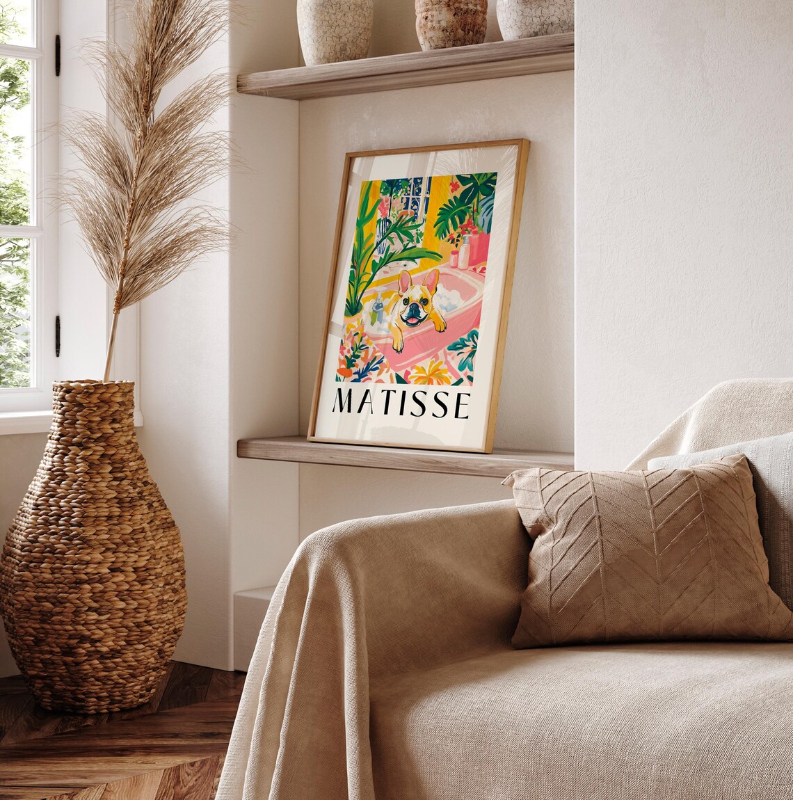 French Bulldog in Bathtub, Matisse-Inspired Poster - Image 2