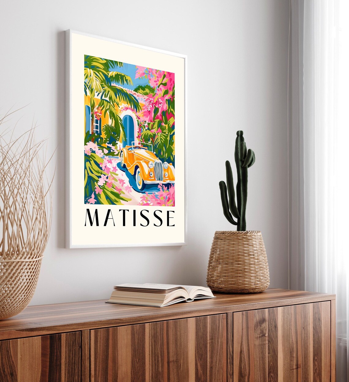 Matisse Style Vintage Orange Convertible Car Garden Villa Art Poster - Image 4