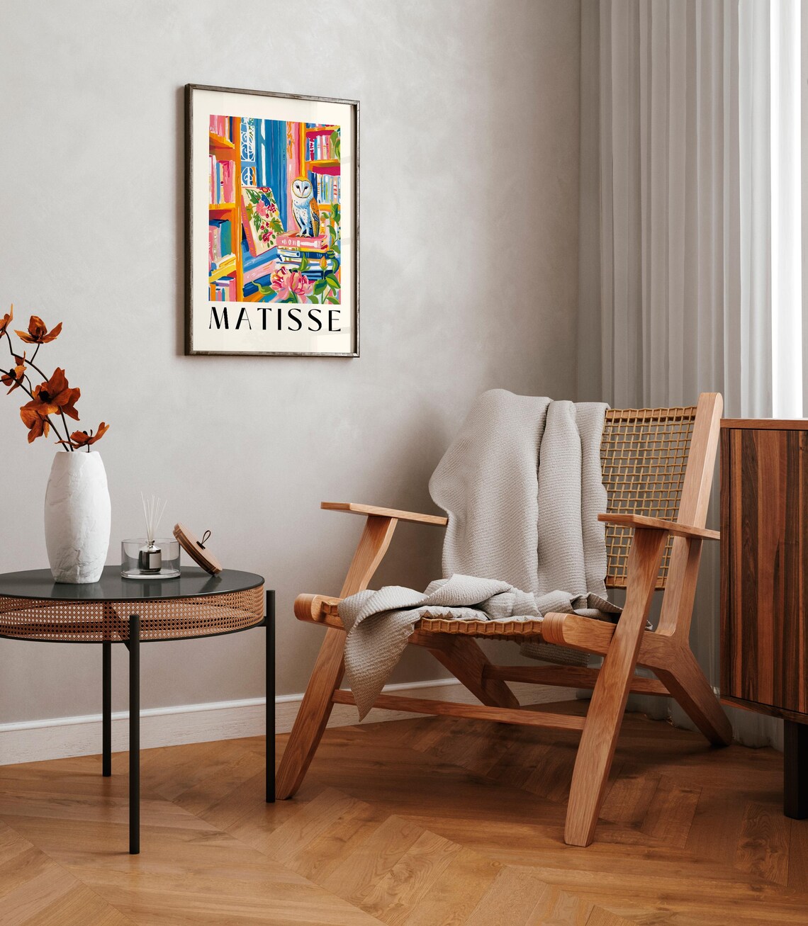 Barn Owl Art Print, Matisse-Inspired Maximalist Decor - Image 3