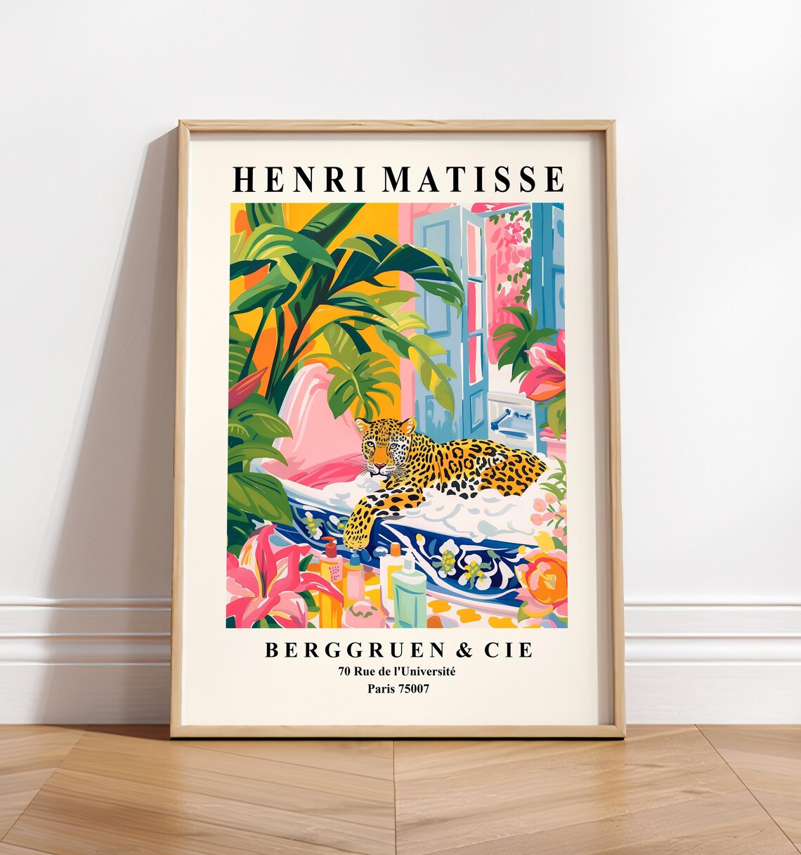 Leopard In Bathtub, Matisse Style Art Print