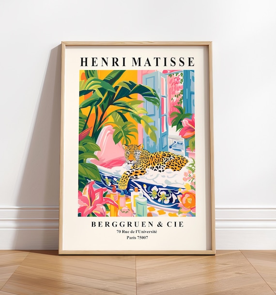 Leopard In Bathtub, Matisse Style Art Print