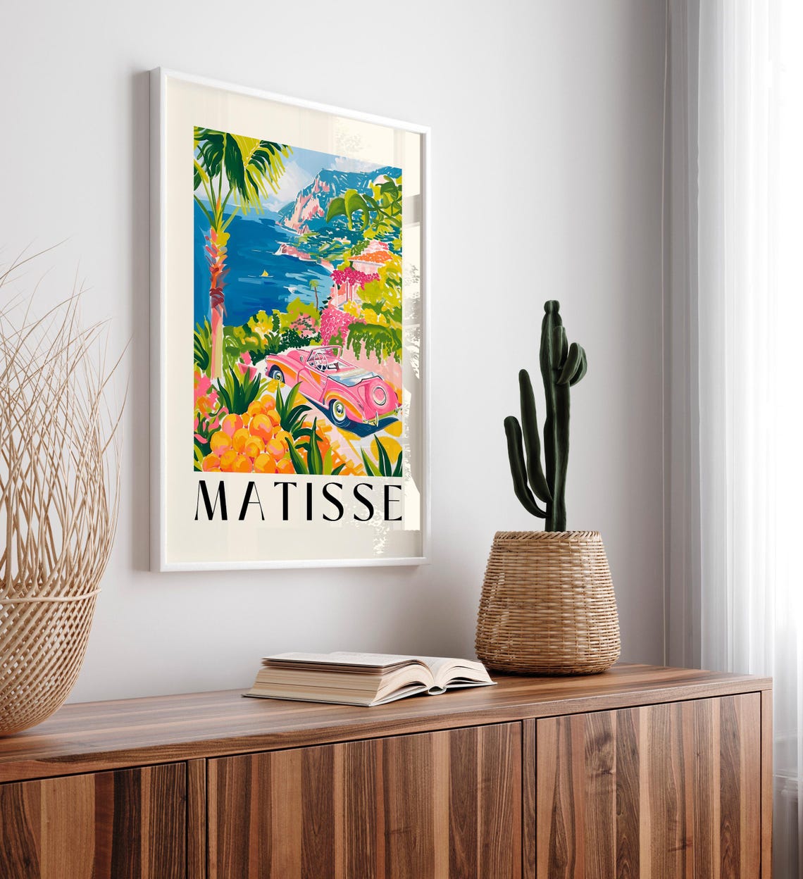 Matisse Style Pink Convertible Coastal Cliffs Sea Drive Poster - Image 4