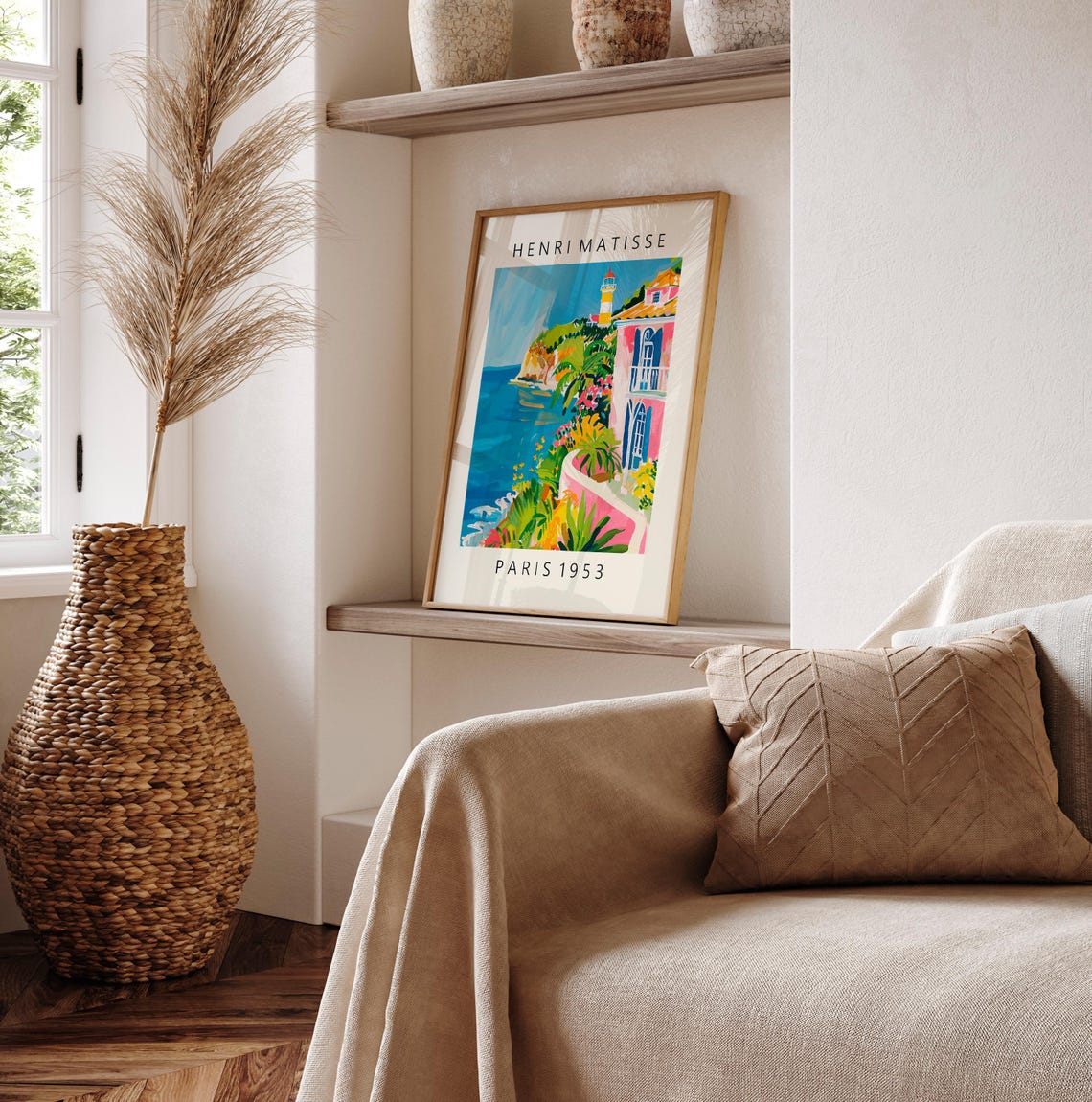 Henri Matisse Style Coastal Lighthouse Cliff Village Paris 1953 Poster - Image 6