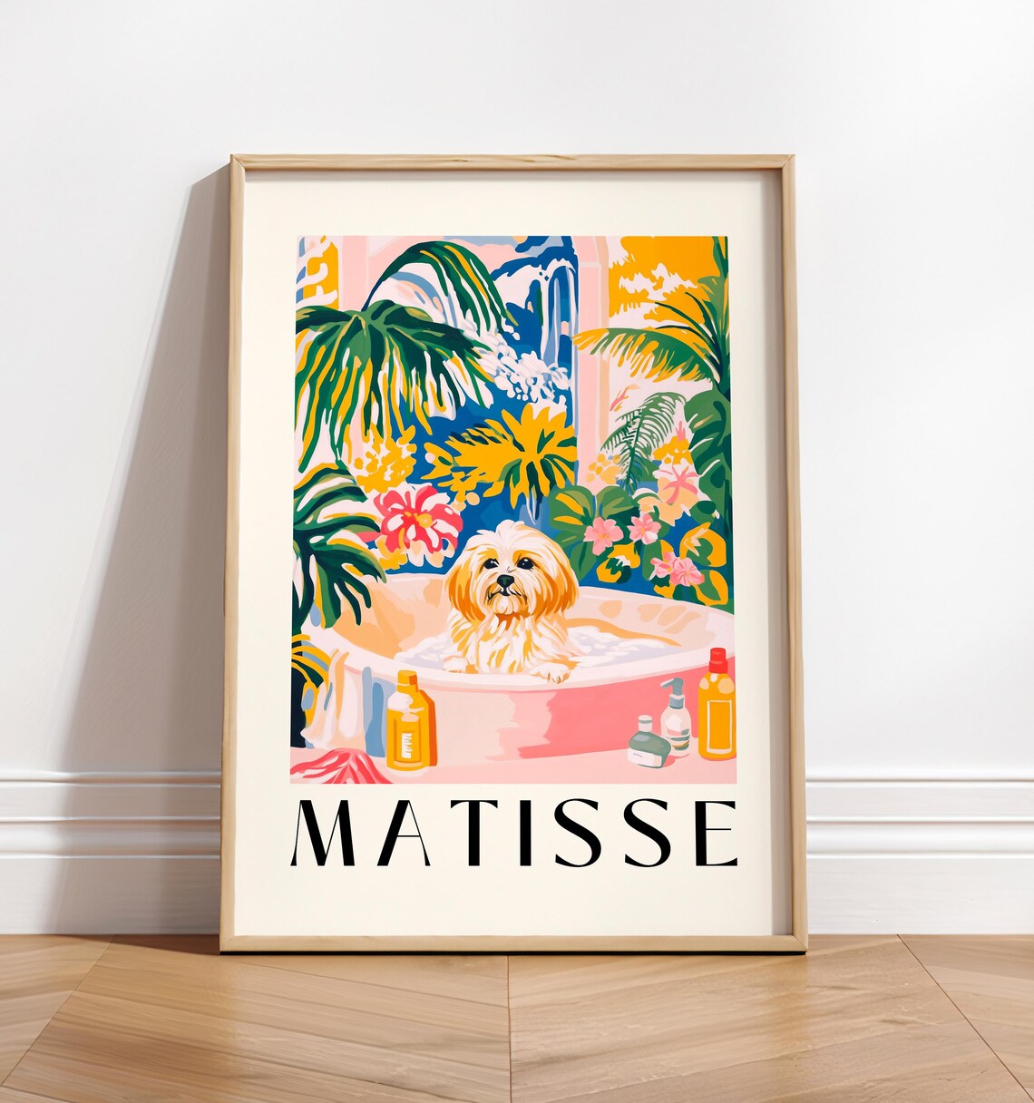 Havanese In Bathtub Funny Bathroom Poster