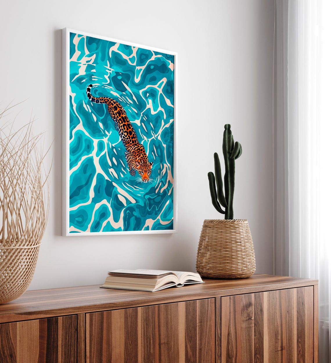 Leopard Poster Tropical Wall Decor Animal Art Print Safari Decor Ocean Wall Art - Image 5