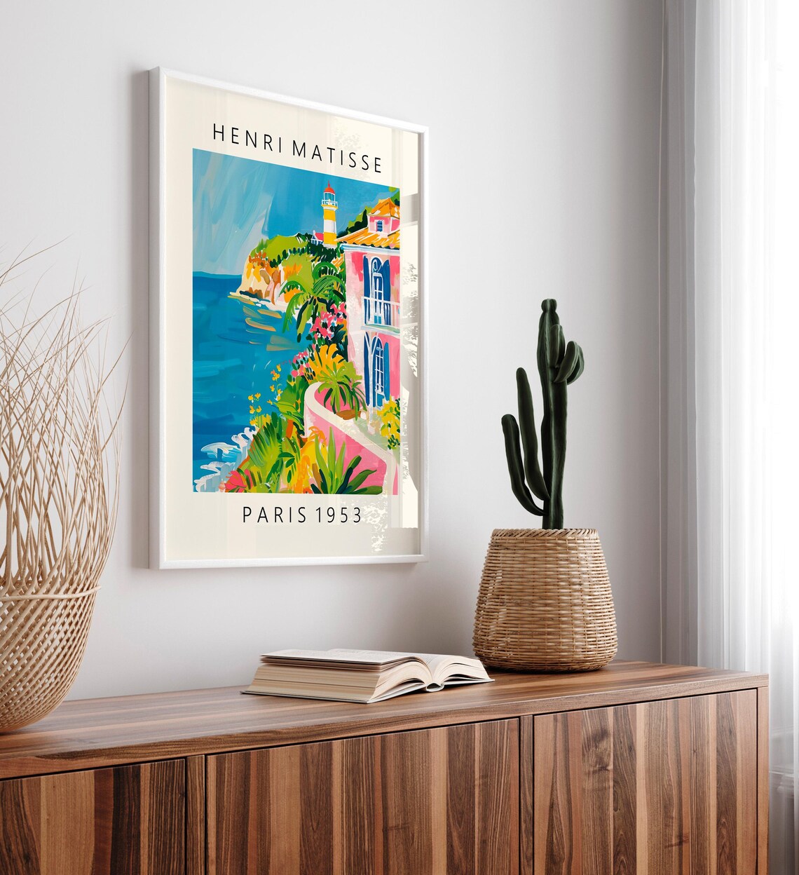 Henri Matisse Style Coastal Lighthouse Cliff Village Paris 1953 Poster - Image 4