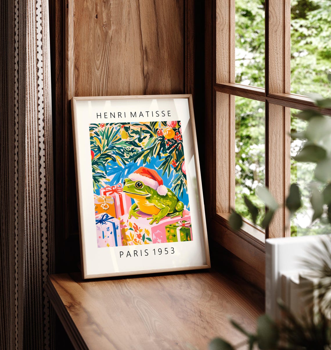 Henri Matisse Style Frog Santa Hat Christmas Paris 1953 Wall Art - Image 6