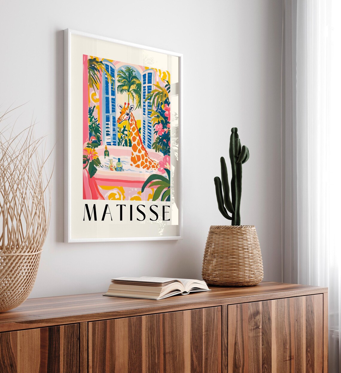 Giraffe In Bathtub Funny Bathroom Art Print - Image 5