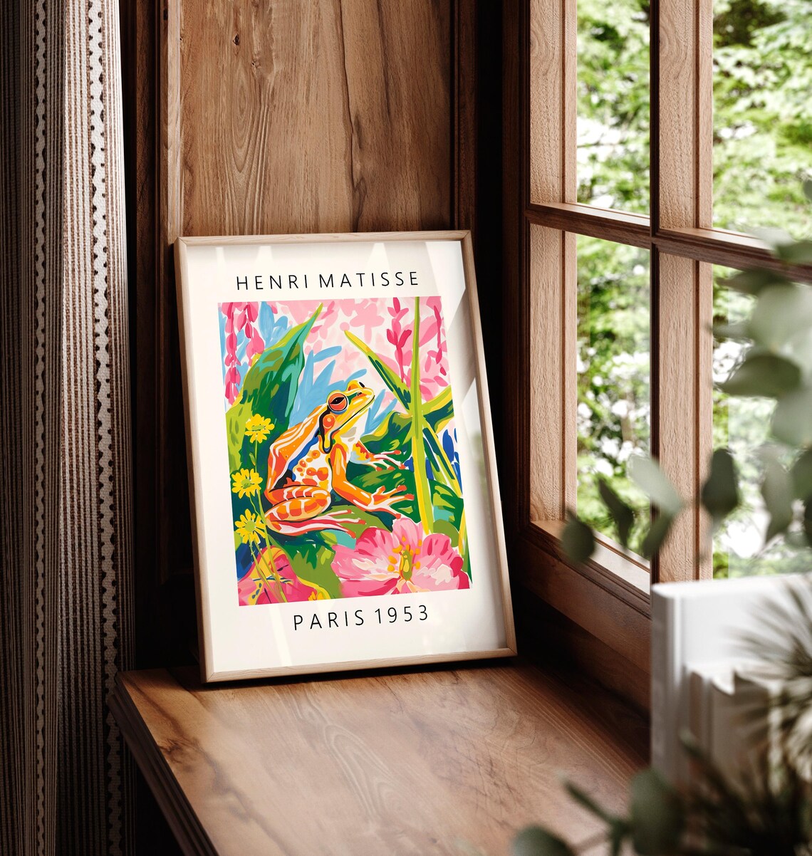 Maximalist Wall Art Frog Poster Pink Tropical Decor Mid Century Modern Print Matisse Art - Image 6