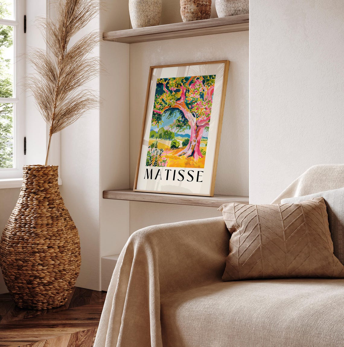 Matisse Style Colorful Blossom Tree Sunny Meadow Landscape Poster - Image 2