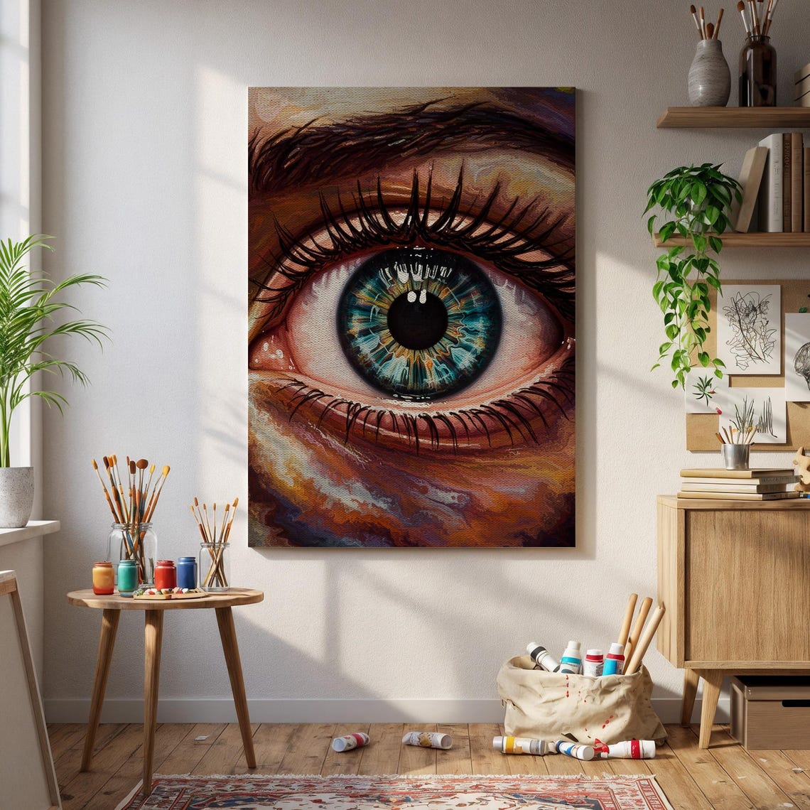 Realistic Human Eye Closeup Poster Surreal Colorful Iris Painting