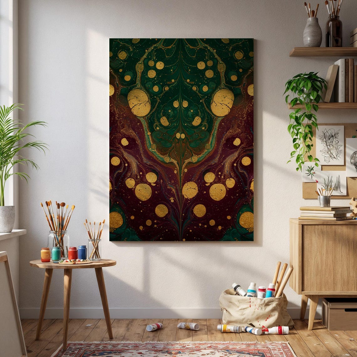 Green Gold Marble Fluid Abstract Elegant Luxury Home Decor Poster