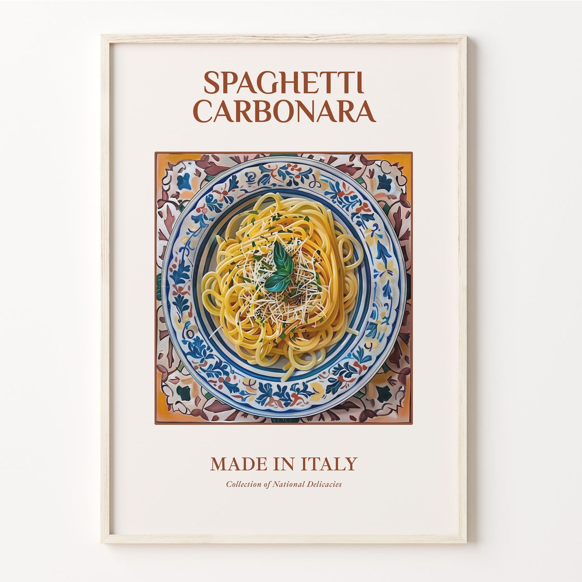 Spaghetti Carbonara Italian Pasta Plate Tile Kitchen Wall Poster