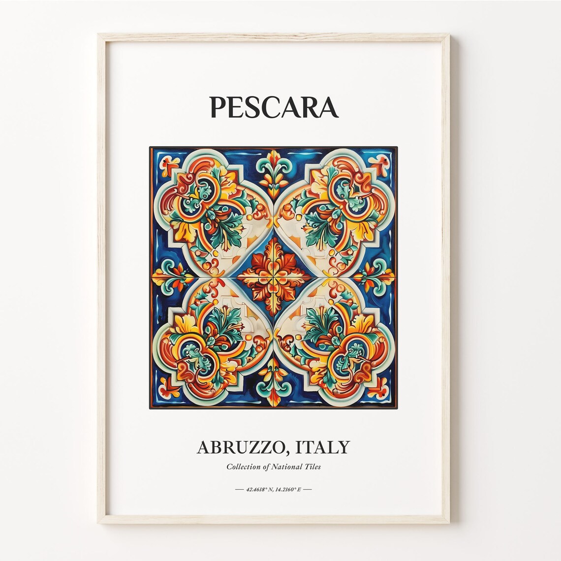 Pescara Italy Abruzzo Italian Tile Art Vintage Travel Poster