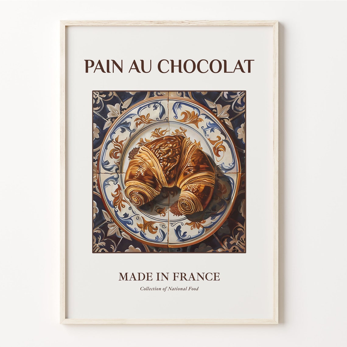 Pain au Chocolat Croissant Vintage French Bakery Kitchen Poster