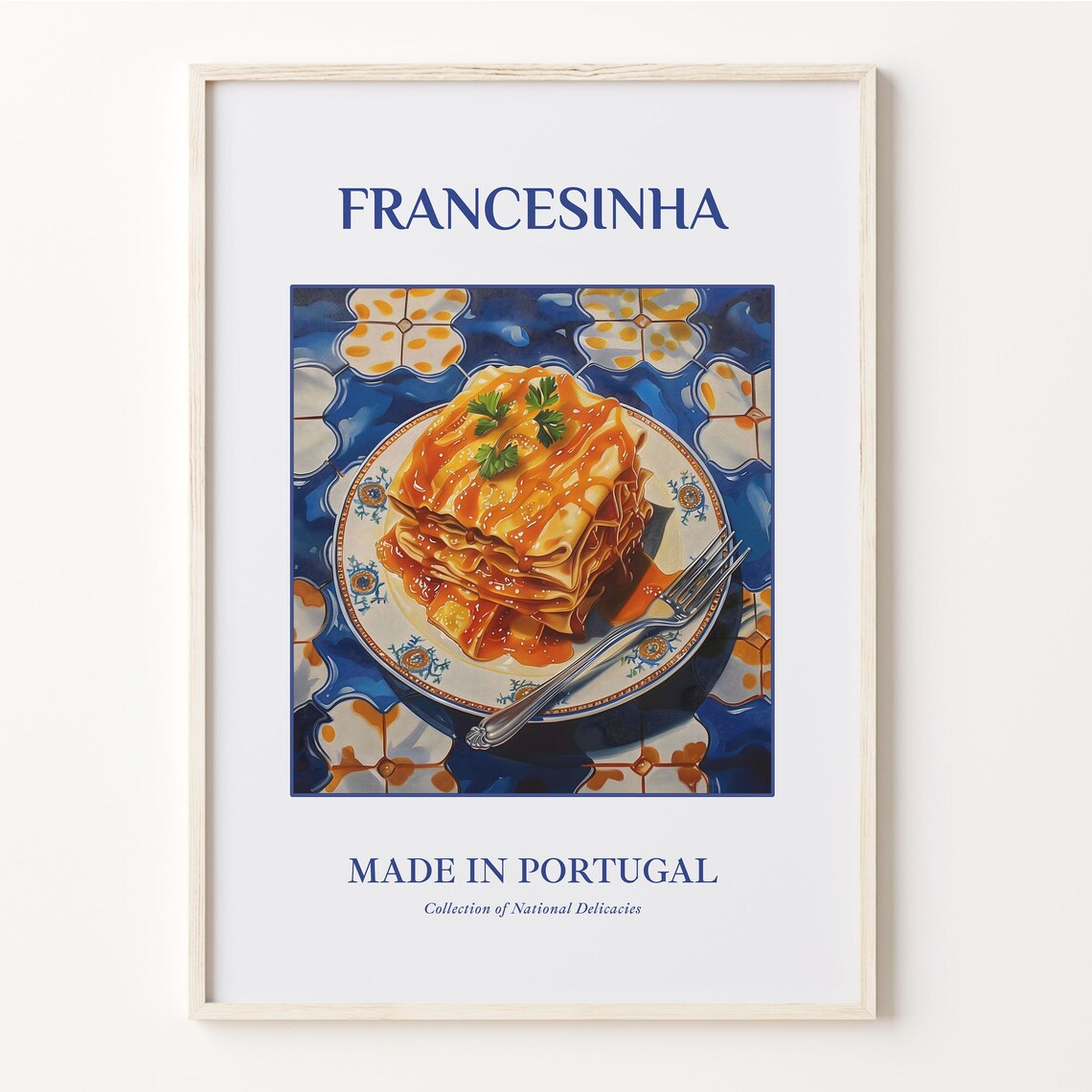 Francesinha Portuguese Layered Sandwich Azulejo Tile Art Poster