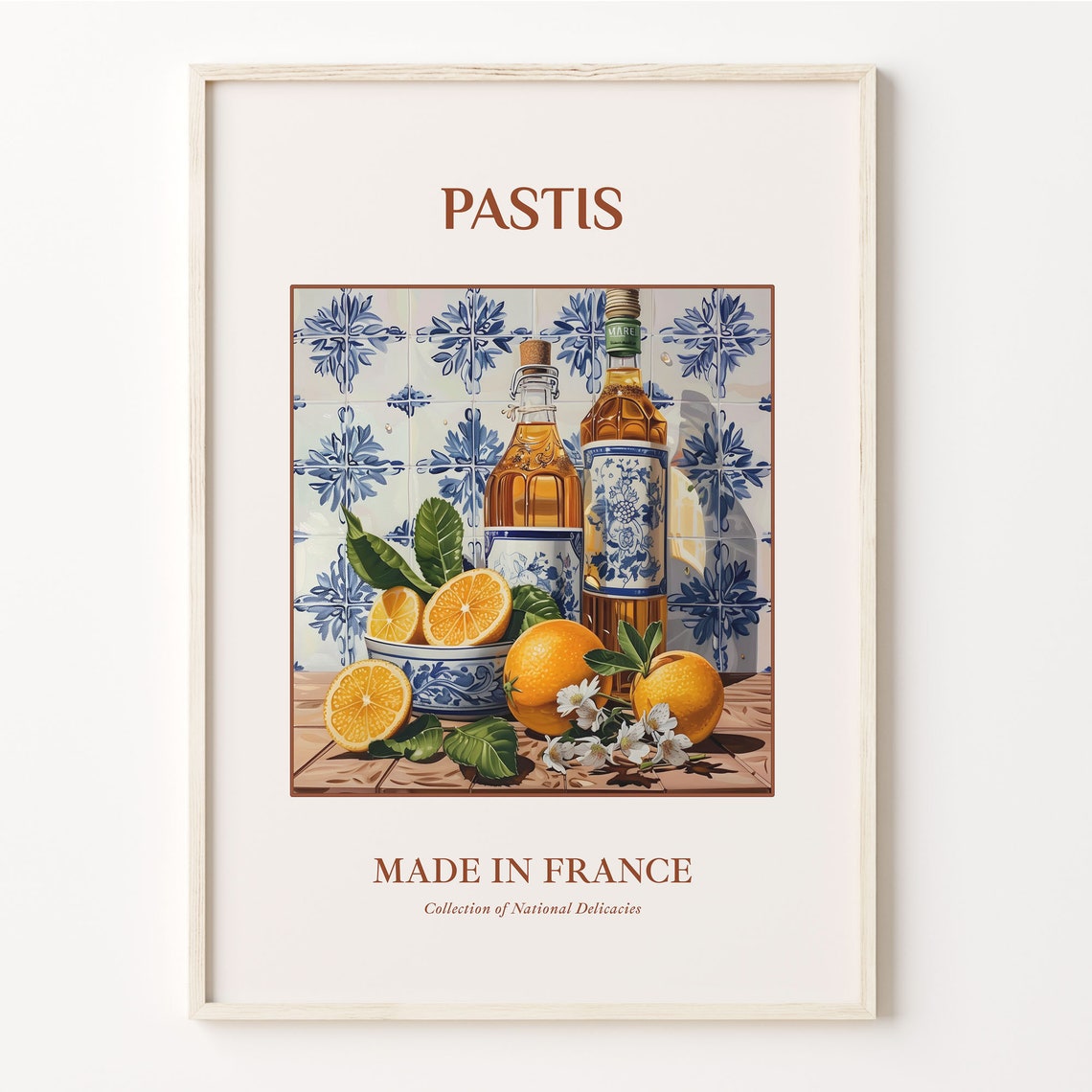 Pastis French Anise Bottles Citrus Maiolica Tile Bar Wall Poster