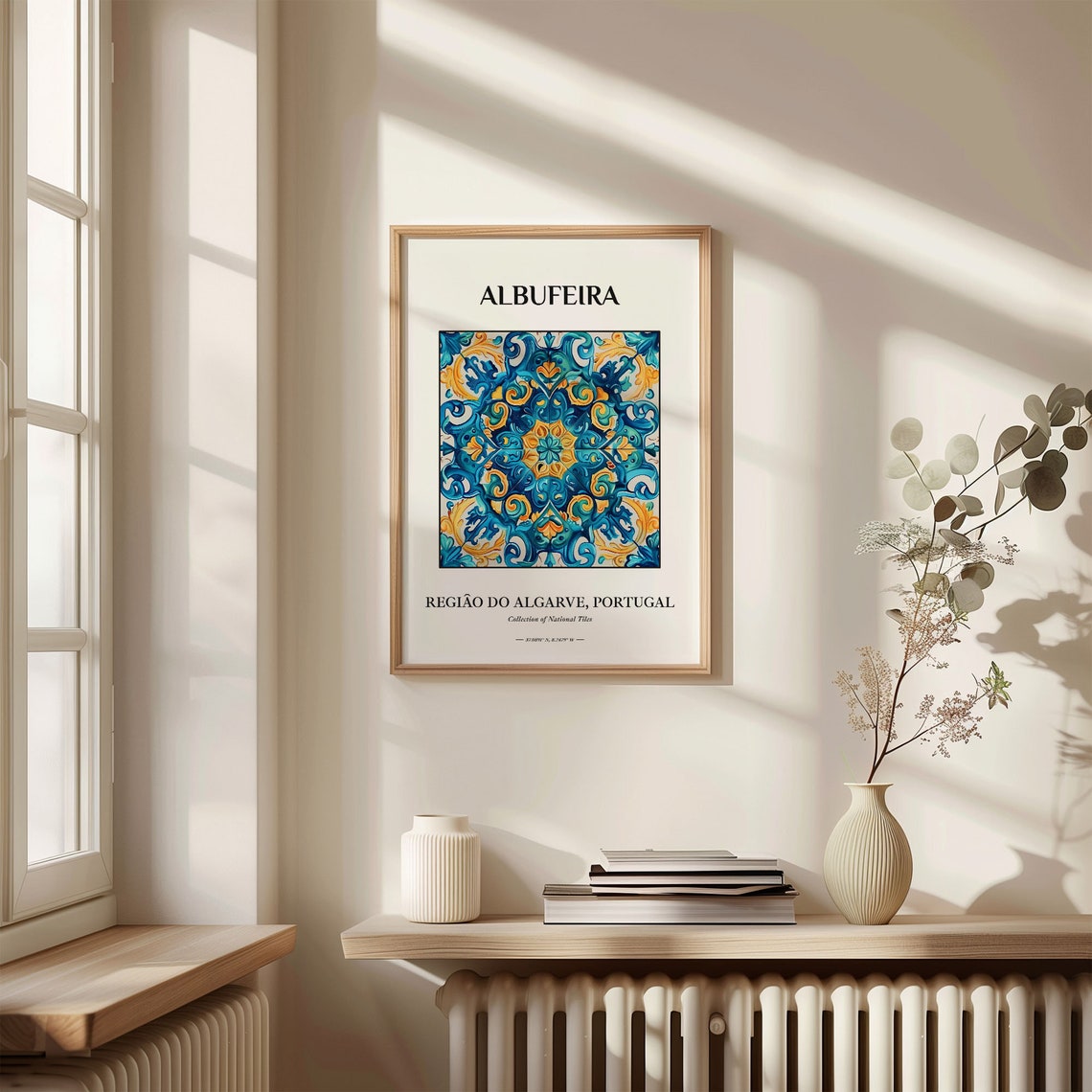 Albufeira Algarve Portugal Blue and Gold Tile Home Decor Poster - Image 3