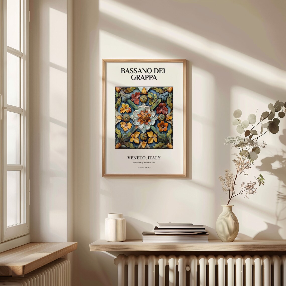 Bassano del Grappa Italy Floral Relief Tile Art Travel Poster - Image 3