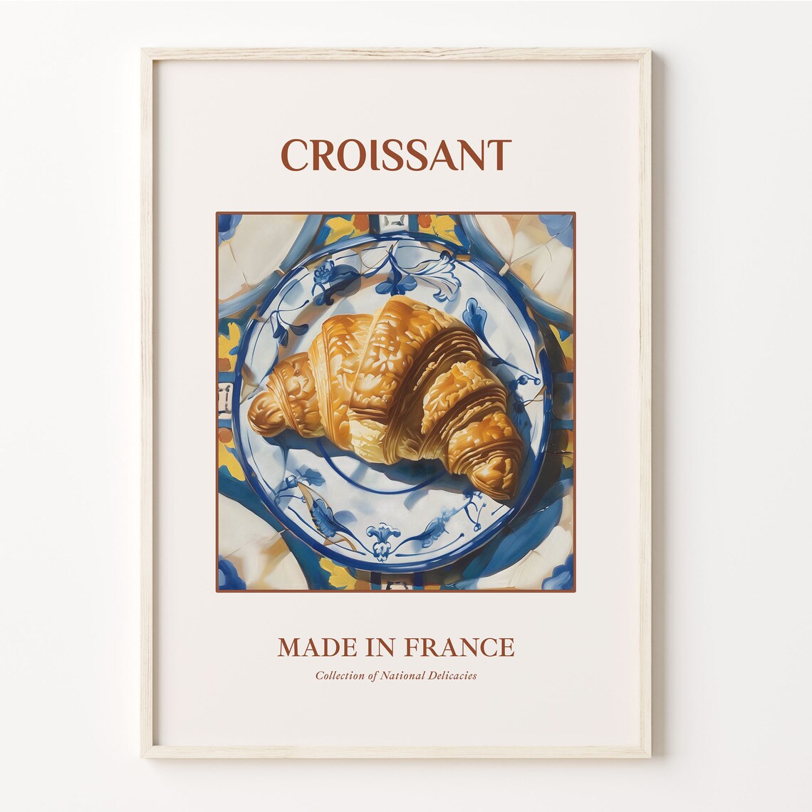 Croissant French Golden Pastry Maiolica Tile Kitchen Art Poster
